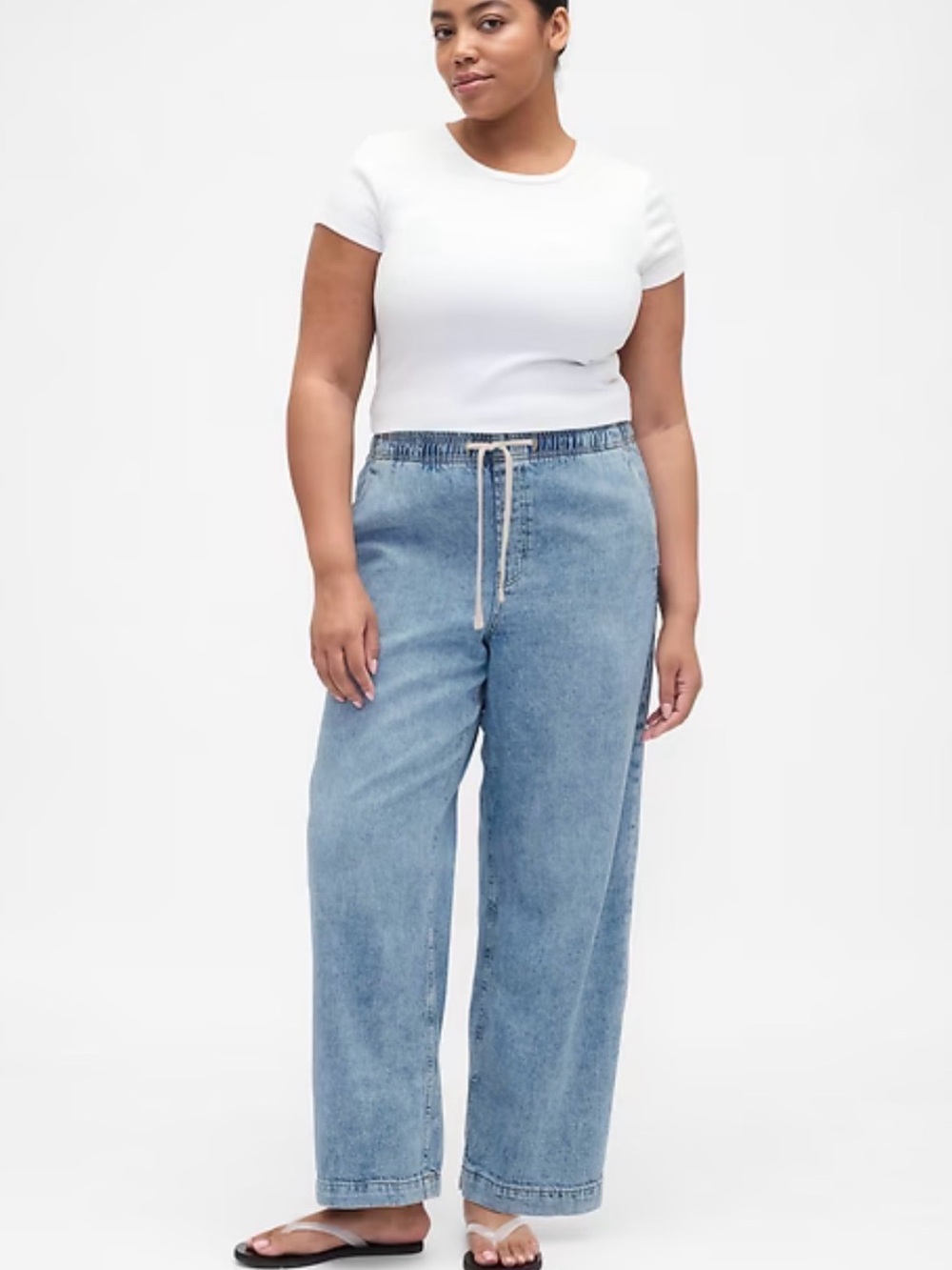 GAP Factory High Rise Pull-On Wide-Leg Jeans